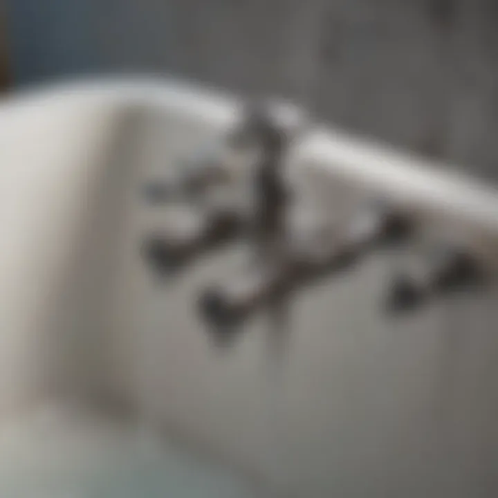 Close-up of bathtub plumbing connections