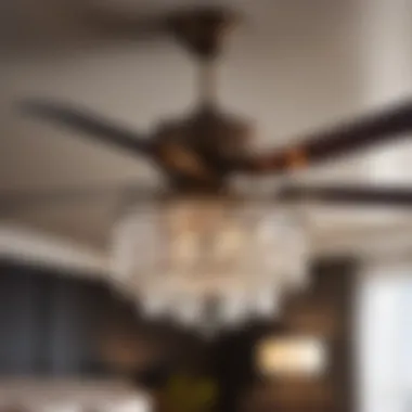 Contemporary Chic: Crystal Ceiling Fan with Light Crystal Ceiling Fan with Light in Contemporary Bedroom