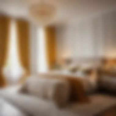 Beautifully draped curtains in a well-lit bedroom setting