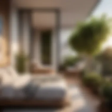 Serene Bedroom Balcony Retreat Balcony oasis with lush greenery and modern furniture
