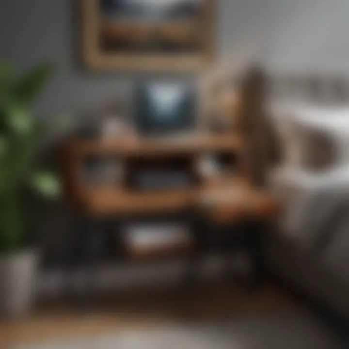 Stylish small computer table with storage for bedroom