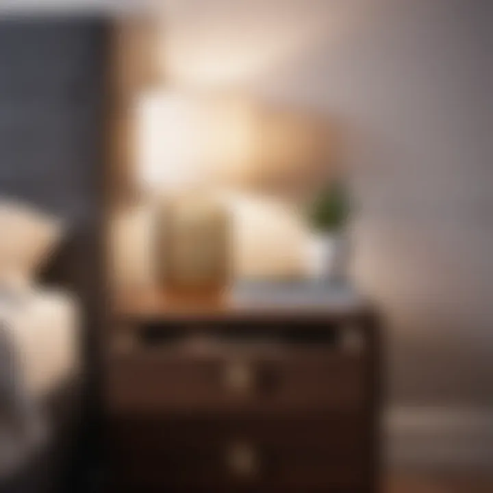 Functional bedroom end table with drawers demonstrating efficient storage solutions