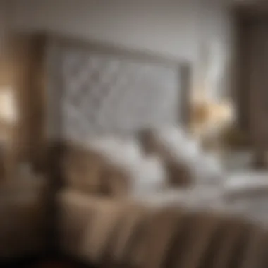 Elegant bedroom set featuring a stylish mirror headboard