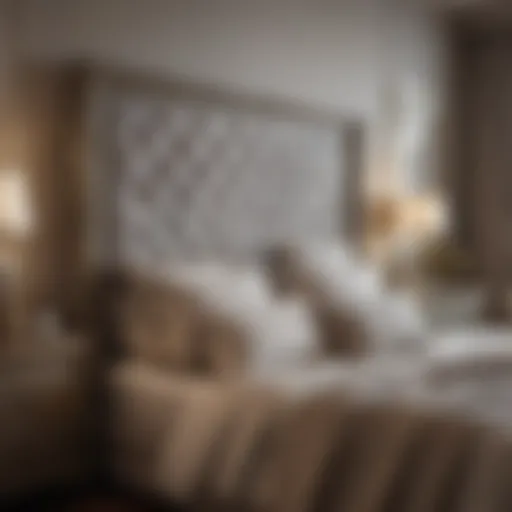 Elegant bedroom set featuring a stylish mirror headboard