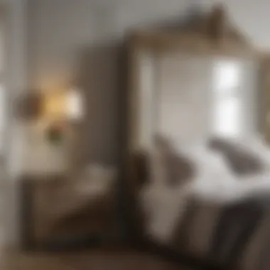 Luxurious bedroom set with a decorative mirror headboard