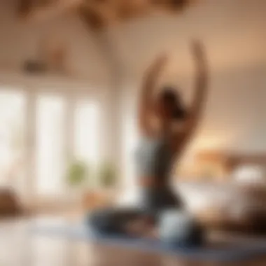 Serenity in Bedroom Yoga Woman practicing yoga in a serene bedroom setting
