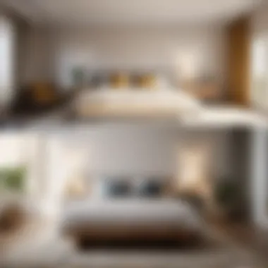 Before and after comparison of whitewashed bedroom