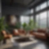 A modern living room adorned with lush indoor plants