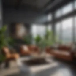 A modern living room adorned with lush indoor plants