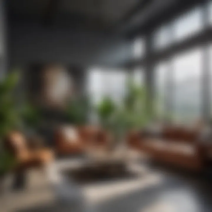 A modern living room adorned with lush indoor plants