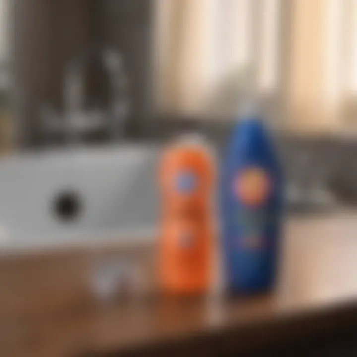 Comparative Analysis of Drain Cleaners Comparison of different drain cleaners on a table
