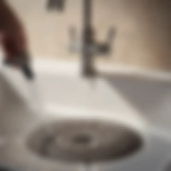 Powerful Drain Cleaner Application Close-up of a powerful drain cleaner being poured into a sink