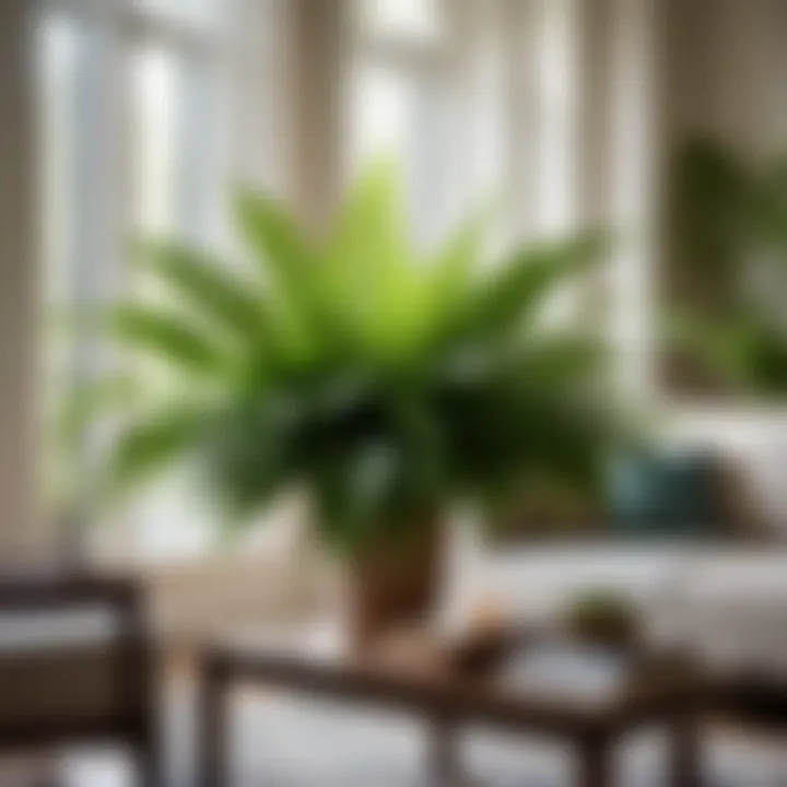 Lush green Boston Fern in a modern living room