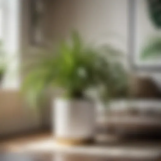 Lush green spider plant in a living room corner