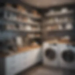 Sleek and modern laundry room organizer shelves