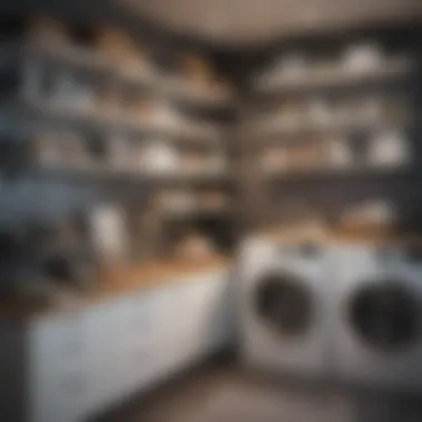Sleek and modern laundry room organizer shelves
