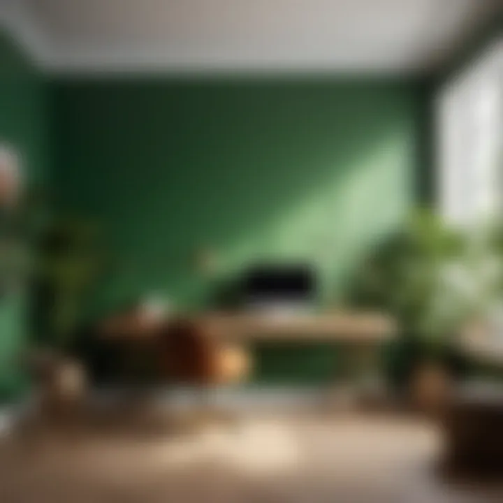 Energizing Green Workspace Minimalist home office setup with energizing green backdrop