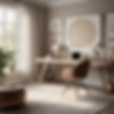 Calming Neutral Workspace Sleek home office design featuring calming neutral tones
