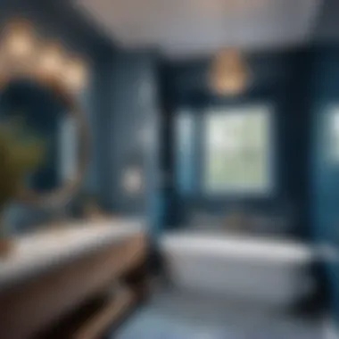 Contemporary Bathroom with Soft Muted Blue Walls