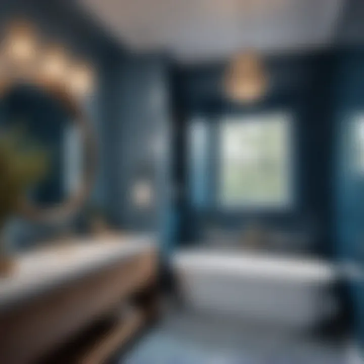 Contemporary Bathroom with Soft Muted Blue Walls