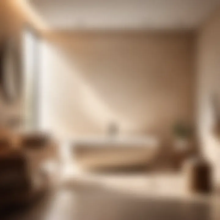 Minimalist Bathroom with Warm Beige Walls