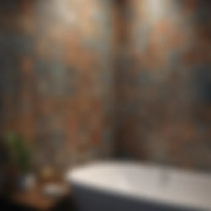 Elegant geometric tile stickers enhancing a bathroom wall