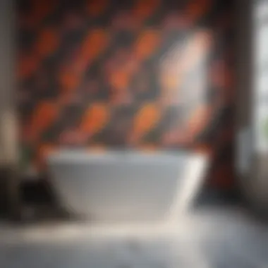 Vibrant floral design tile stickers adding color to a bath space