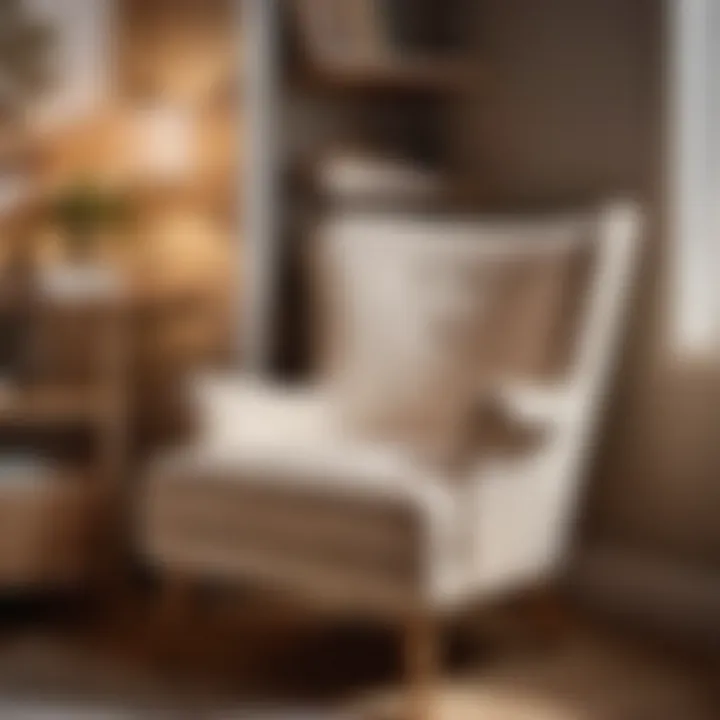 Cozy birch wood armchair in a cozy reading nook corner