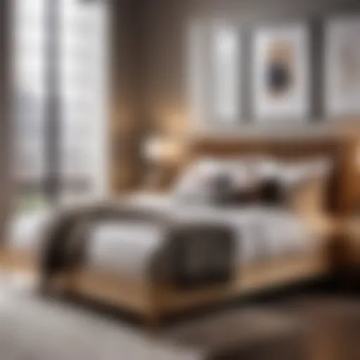 Exquisite birch wood bed frame in a modern bedroom setting