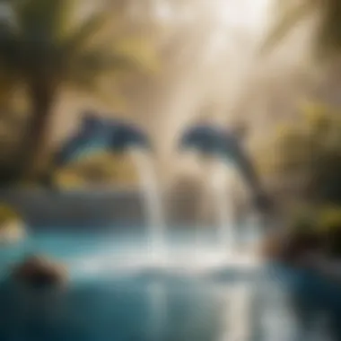 Birds and dolphins sharing a water source