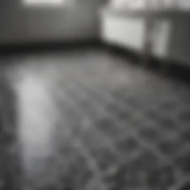 Vintage-inspired black and white patterned bathroom flooring