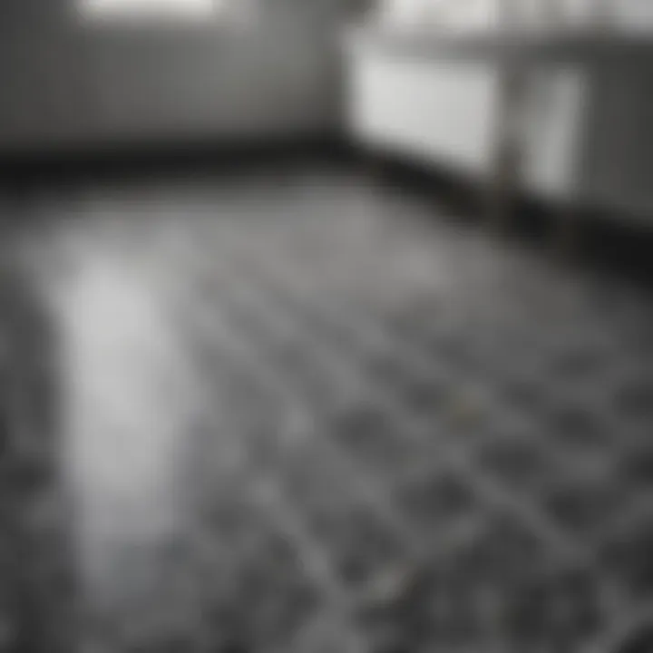 Vintage-inspired black and white patterned bathroom flooring