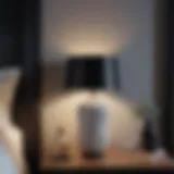 Elegant Design: A Black and White Bedroom Lamp Elegant black and white lamp on a bedside table