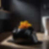 Organic Waste Disposal in Black Bathroom Garbage Black bathroom garbage bag with organic waste