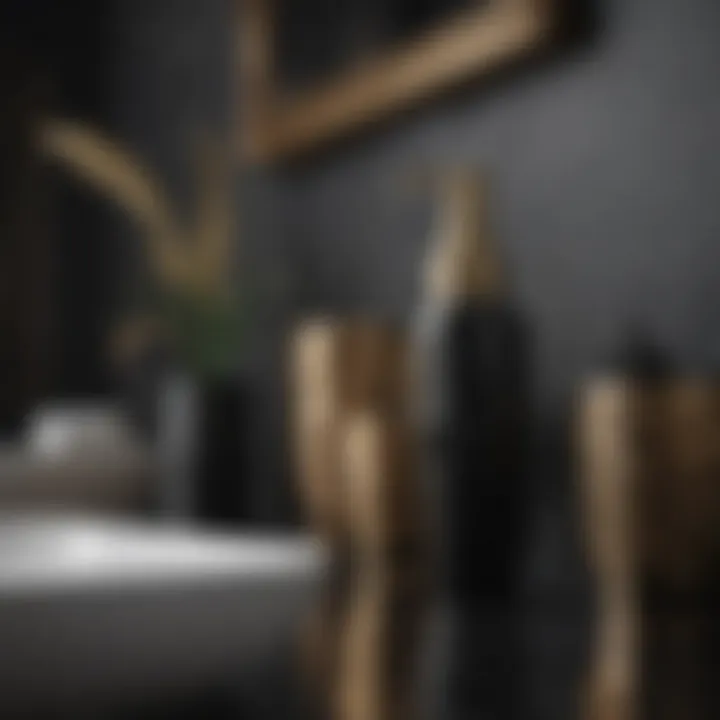 Sleek Sophistication Black and gold bathroom accessories set