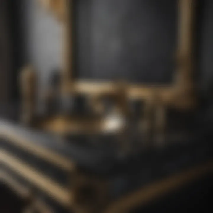 Opulence Redefined Black marble countertop with gold accent