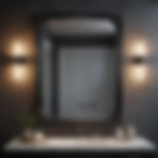 Reflecting Modern Elegance Elegant black metal framed mirror reflecting modern bathroom