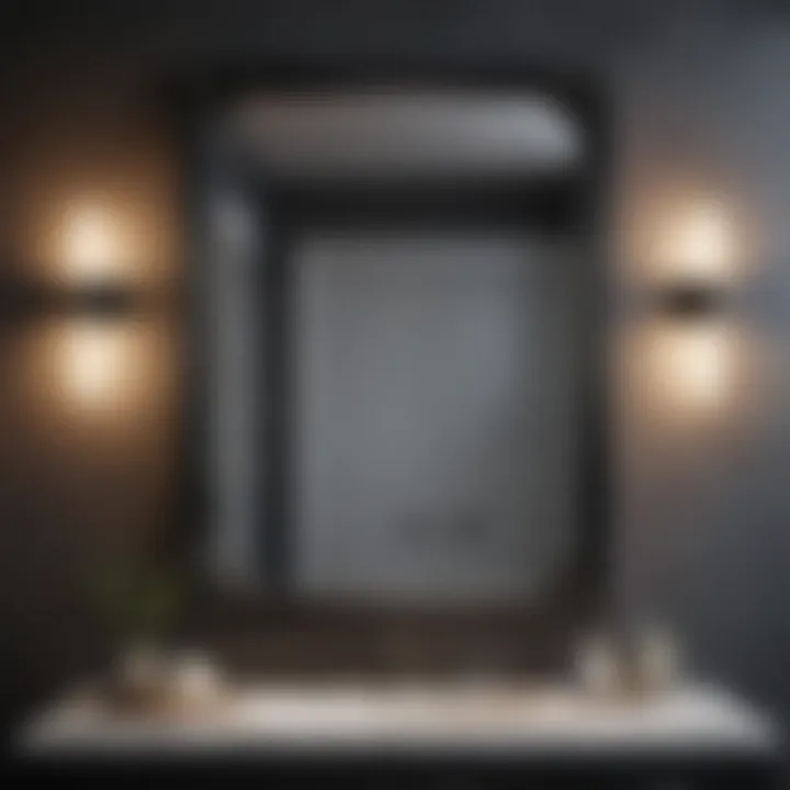 Reflecting Modern Elegance Elegant black metal framed mirror reflecting modern bathroom