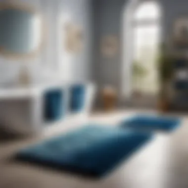 Soothing Blue Hues Fluffy Bath Rugs Ensemble