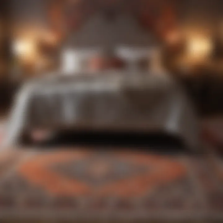 Bohemian chic bedroom rug with intricate patterns