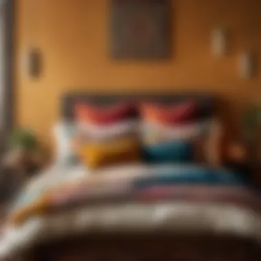 Pillows of Eclectic Charm Bohemian Queen Bedroom Set with Eclectic Pillows