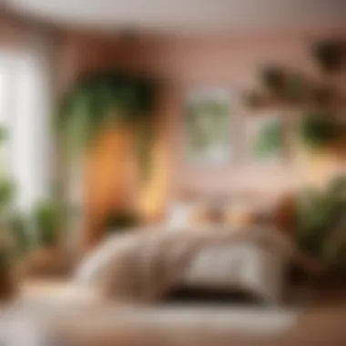 Boho Bedroom with Plant Shelf