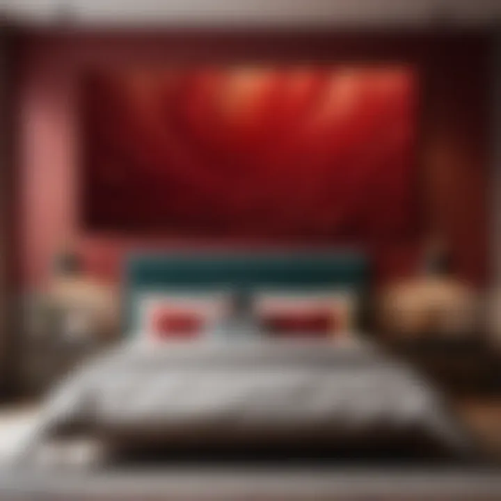 Bold abstract red wall art bedroom