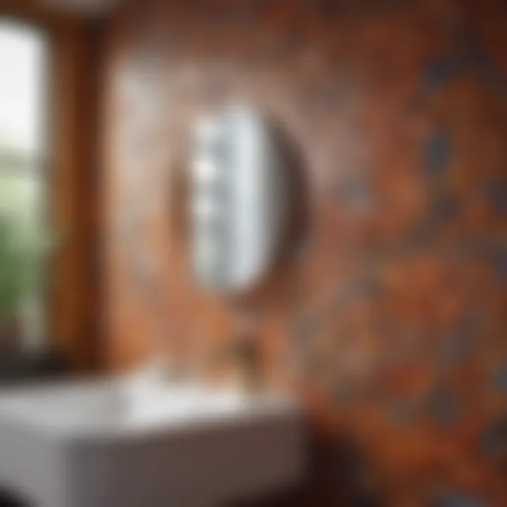 Bold and vibrant tile arrangement for modern bathroom