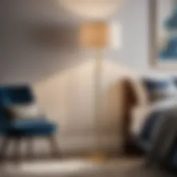 Elegant brass floor lamp in a modern bedroom setting