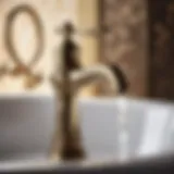 Elegant brass bathroom faucet with intricate design