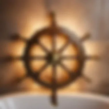 Elegant Brass Ship Wheel Nautical Bath Lighting Fixture