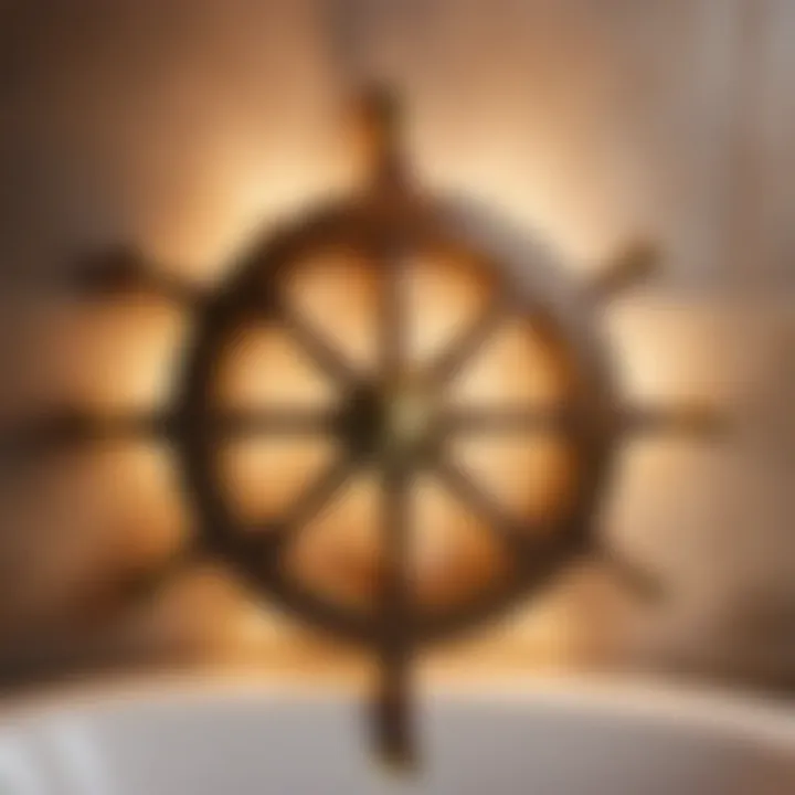 Elegant Brass Ship Wheel Nautical Bath Lighting Fixture