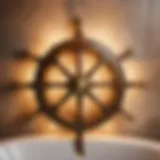 Brass Ship Wheel Nautical Bath Lighting Fixture Elegant Brass Ship Wheel Nautical Bath Lighting Fixture