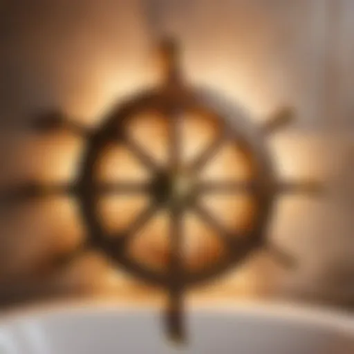 Brass Ship Wheel Nautical Bath Lighting Fixture Elegant Brass Ship Wheel Nautical Bath Lighting Fixture